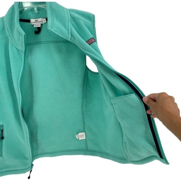 Vineyard Vines Mint Green Fleece Vest Full Zip Front - Sz XS - Picture 9 of 15
